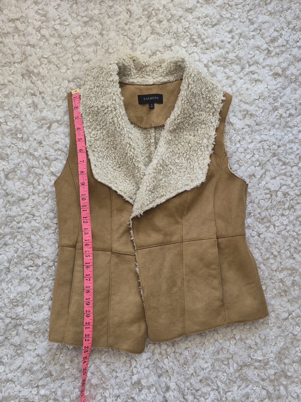 Talbots Tan Sherpa Vest M Fall Cozy Old Money Western Indie Neutral Layering Y2K - Picture 5 of 8